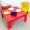 Table basse en fibre de verre rouge Prisunic Années 70 Table basse en fibre de verre rouge Prisunic Années 70