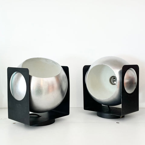 Paire d'appliques noires à boules chromées 1970