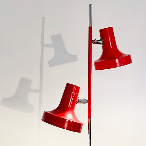 Reservé Lampadaire à 2 spots rouges Annees 70
