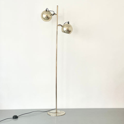 Lampadaire à 2 spots boules dorées annees 70/80