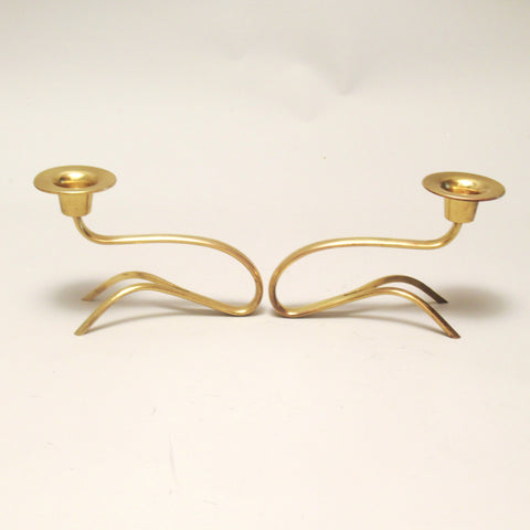 Paire de bougeoirs en laiton WMF Années 60