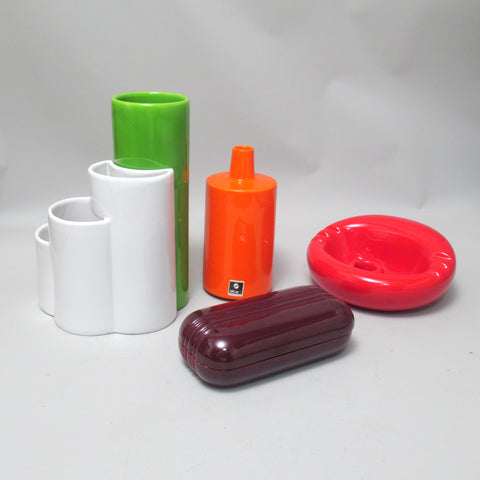 Vase bouteille 303 orange en céramique Pino Spagnolo Sicart