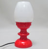 Petite lampe boule sur pied tulipe rouge Philippe Capelle Années 70 Petite lampe boule sur pied tulipe rouge Philippe Capelle Années 70
