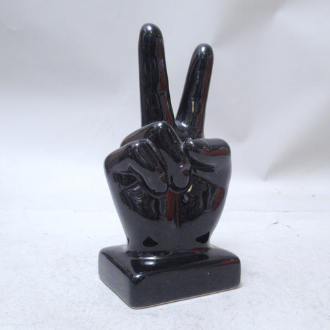 Baguier main Pop en céramique noire Années 80