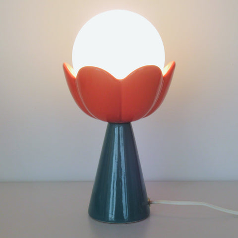 Lampe Fleur en ceramique Années 80