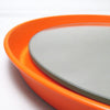 Miroir rond en métal orange circa 70 Miroir rond en métal orange circa 70