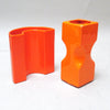 Vase geométrique en céramique orange Spagnolo Sicart Années 70 Vase geométrique en céramique orange Spagnolo Sicart Années 70