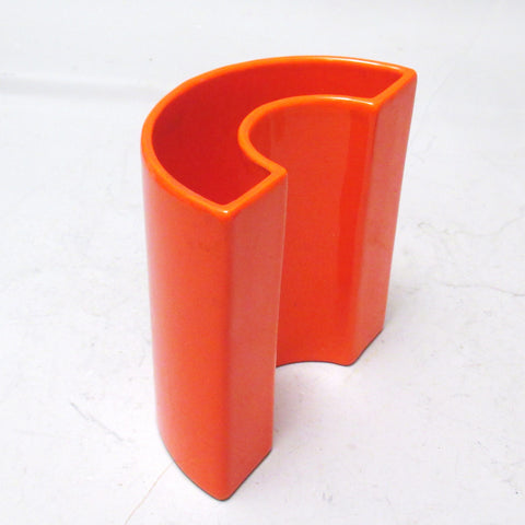 Vase courbe en céramique orange Curcio 1970 (Copie)