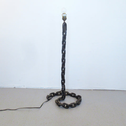 Lampe brutaliste Chaine en métal Années 70