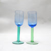 Duo de verres scandinaves bleu vert Années 80 Duo de verres scandinaves bleu vert Années 80
