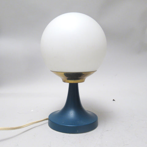Petite lampe boule sur pied tulipe bleu Années 60
