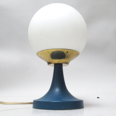 Petite lampe boule sur pied tulipe bleu Années 60