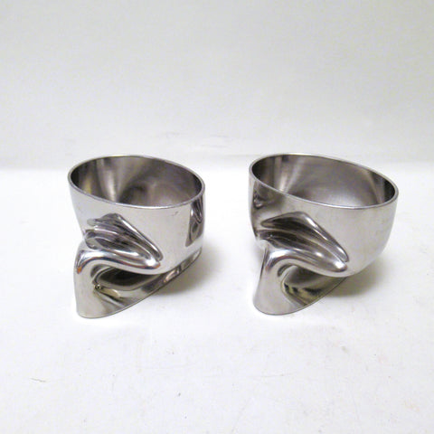 Paire de bougeoirs scandinaves en inox Années 70