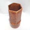 Grand vase hexagonal brun tacheté Viba Italie Années 70 Grand vase hexagonal brun tacheté Viba Italie Années 70