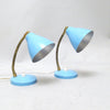 Paire de petites lampes de bureau bleues Années 60 Paire de petites lampes de bureau bleues Années 60