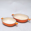 Deux plats à gratin ovales Mama 25/21 orange Enzo Mari Le Creuset Deux plats à gratin ovales Mama 25/21 orange Enzo Mari Le Creuset