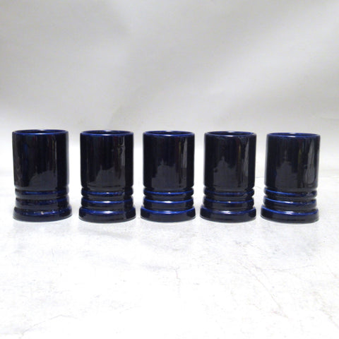 Cinq tasses en céramique bleu indigo Sele ArteItalie  sAnnées 60