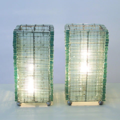 Paire de lampes en verre Années 80/90