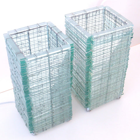 Paire de lampes en verre Années 80/90