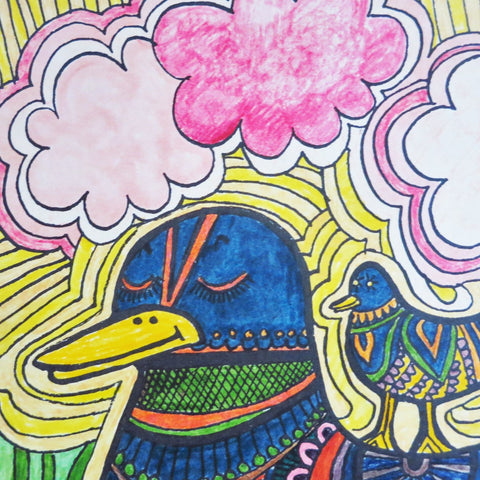 Canard Coloriage hippy 1967