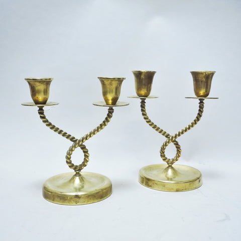 Paire de chandeliers en laiton années 40