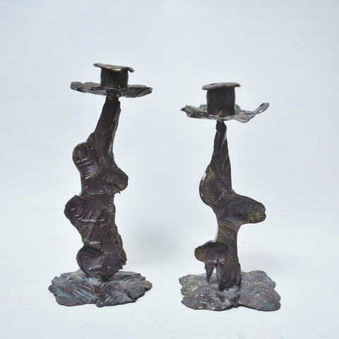 Paire de chandeliers brutalistes Années 70