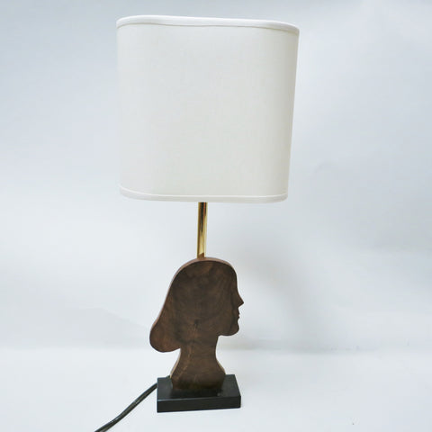 Petite lampe sculpture silhouette de tete de femme