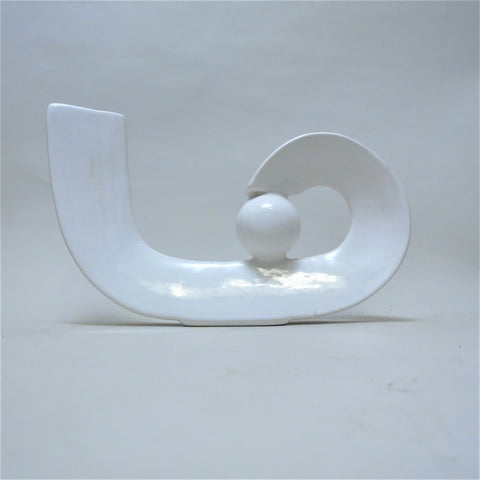 Grand vase geometrique blanc Années 70