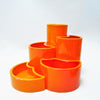 Ensemble combinable de 5 vases orange en céramique Pino Spagnolo Sicart Ensemble combinable de 5 vases orange en céramique Pino Spagnolo Sicart