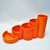 Ensemble combinable de 5 vases orange en céramique Pino Spagnolo Sicart Ensemble combinable de 5 vases orange en céramique Pino Spagnolo Sicart