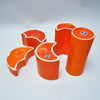 Ensemble combinable de 5 vases orange en céramique Pino Spagnolo Sicart Ensemble combinable de 5 vases orange en céramique Pino Spagnolo Sicart
