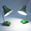 Paire de petites lampes de bureau verte Années 60 Paire de petites lampes de bureau verte Années 60