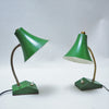 Paire de petites lampes de bureau verte Années 60 Paire de petites lampes de bureau verte Années 60