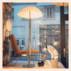 Lampadaire champignon blanc et chrome Annees 70 Lampadaire champignon blanc et chrome Annees 70