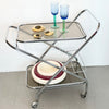Desserte moderniste chromé et verre fumé 1970