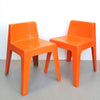 Paire de chaises en fibre de verre orange Kostka Années 70