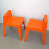 Paire de chaises en fibre de verre orange Kostka Années 70