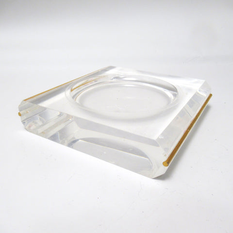 Grand vide poche en plexiglas et métal doré années 70