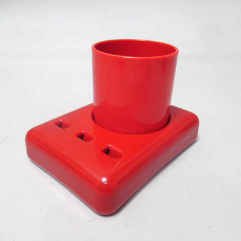 Porte brosse à dent et gobelet rouge Années 80