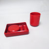 Porte brosse à dent et gobelet rouge Années 80