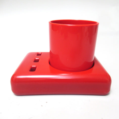 Porte brosse à dent et gobelet rouge Années 80