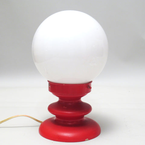 Petite lampe boule sur pied tulipe rouge Années 70