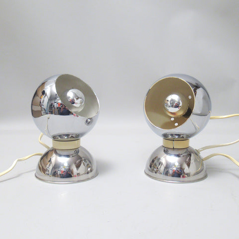 Paire de lampes boule chromées Reggiani Années 60