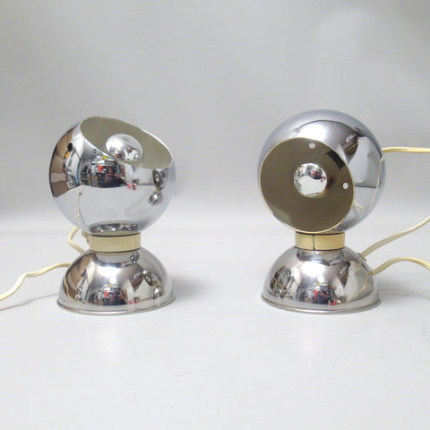 Paire de lampes boule chromées Reggiani Années 60