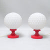 Paire de lampes boule rouge années 70