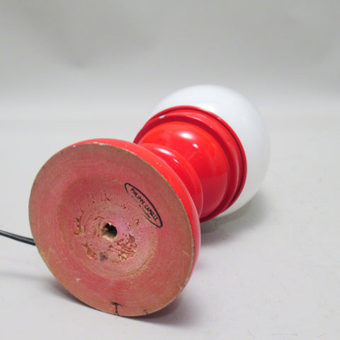 Petite lampe boule sur pied tulipe rouge Philippe Capelle Années 70