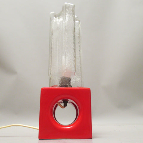 Lampe vintage céramique et verre Années 60