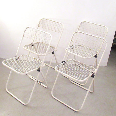 Quatre chaises en treillis métallique Talin Spa Annees 80