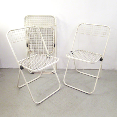 Quatre chaises en treillis métallique Talin Spa Annees 80