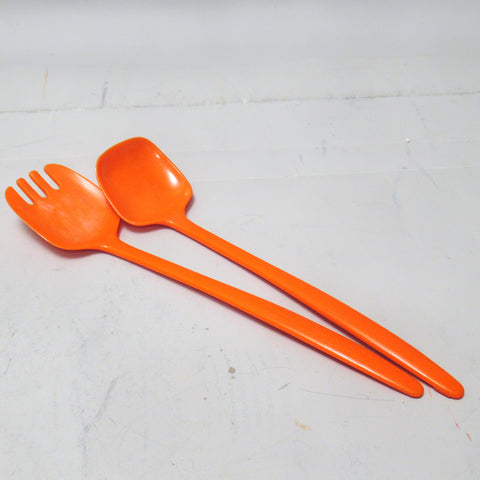 Couverts à salade orange Années 70